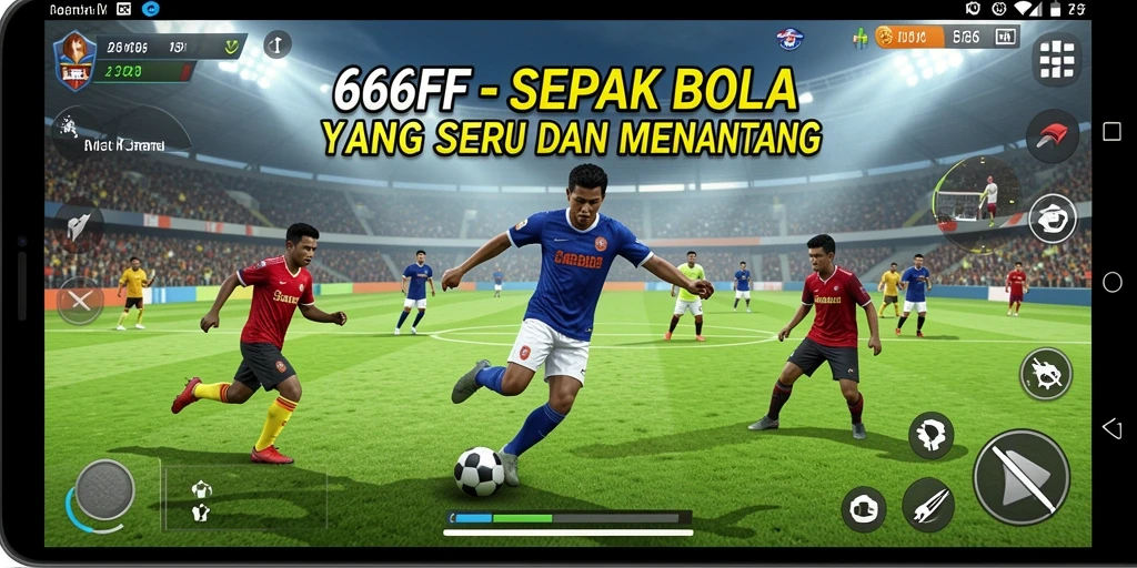 Gameplay menegangkan dalam pertandingan sepak bola.