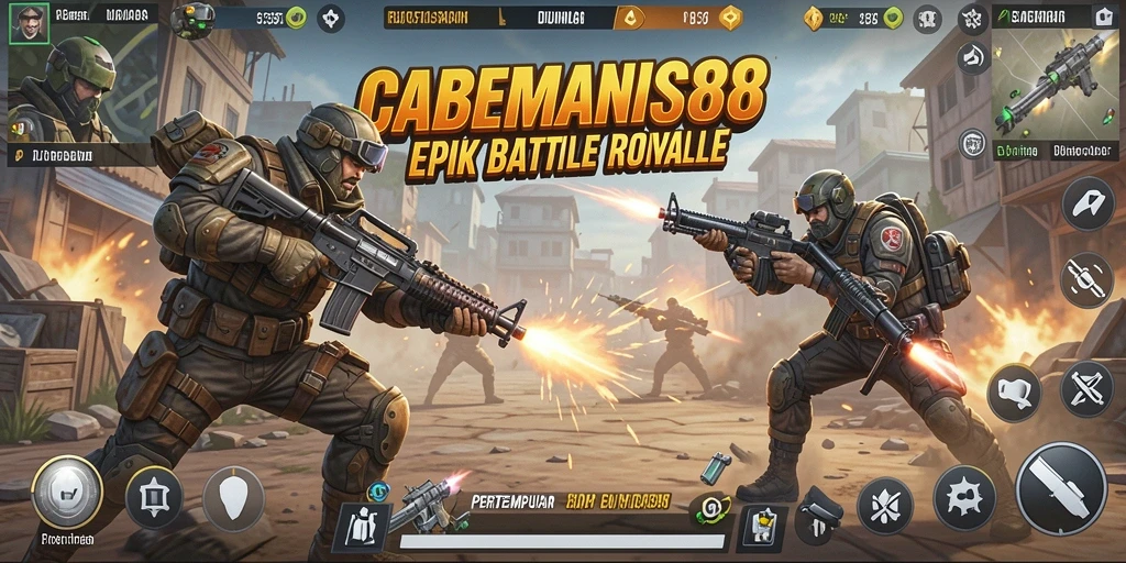 Tampilan aksi mendebarkan dalam gameplay Battle Royale CABEMANIS88.