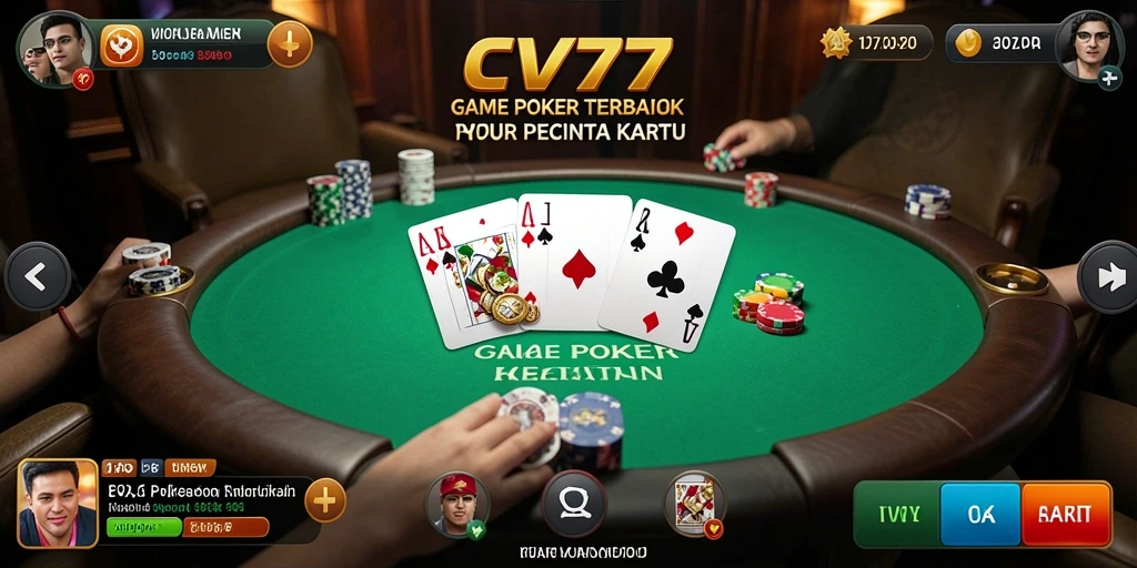 Tampilan seru gameplay Poker di CV777 dengan pemain kompetitif.