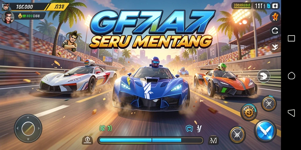 Tampilan gameplay balapan yang menegangkan dalam GF777.