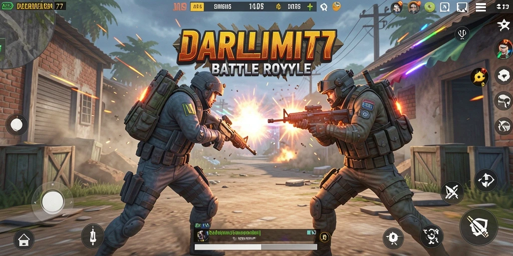 Screenshot gameplay menegangkan dari JARUM77 di arena pertempuran Battle Royale.