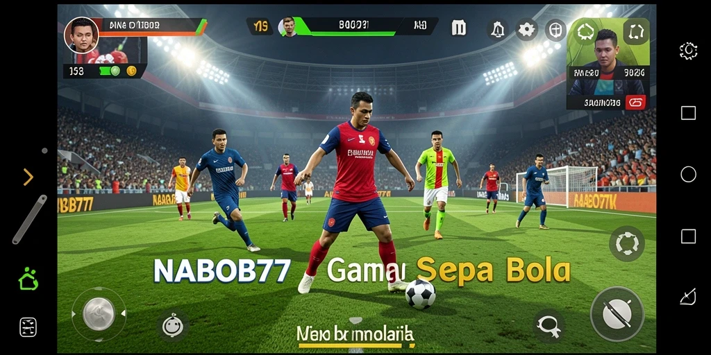 Screenshot NABOB77 menampilkan aksi seru di lapangan sepak bola.