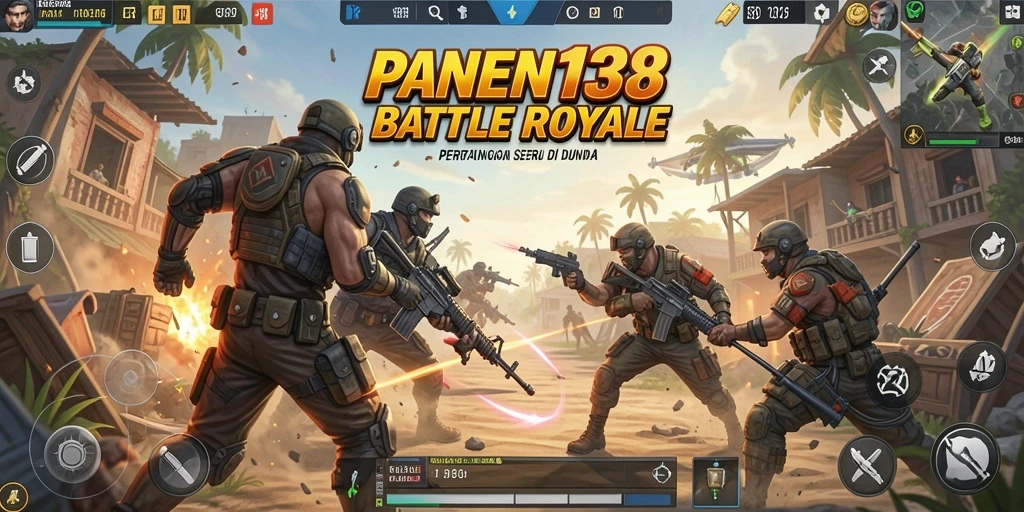 Tampilan seru dari gameplay <strong>PANEN138</strong> dalam mode Battle Royale.
