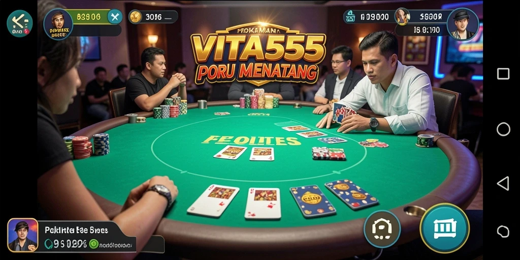 Screenshot gameplay VITA555 yang menampilkan aksi poker yang mendebarkan.
